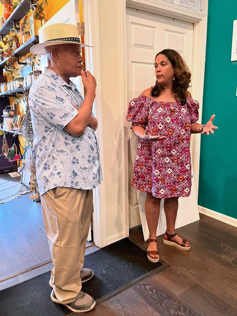 J Lazu speaking with C Flores